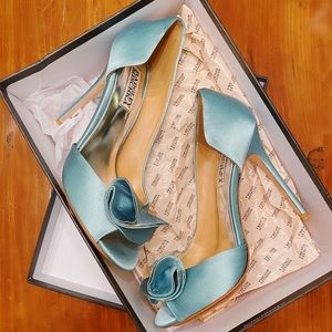 BADGLEY MISCHKA | Tarian II | blue satin heels
